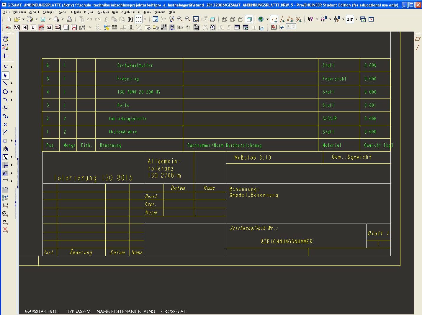 Zeichnungsrahmen Mit Schriftfeld Iso 7200 Ptc Engineering Solutions Pro Engineer Foren Auf Cad De