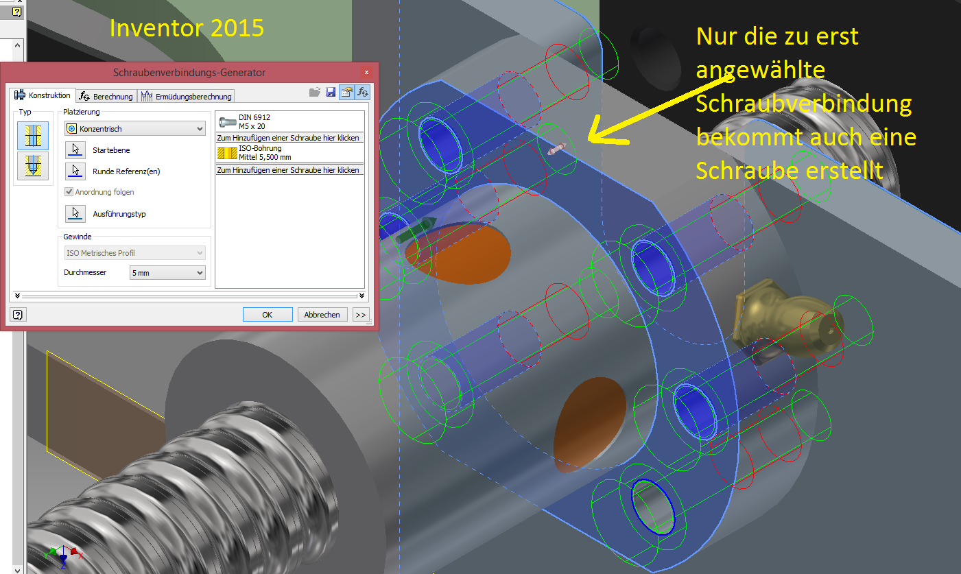 Schraubverbindung, Bohrung inkl Schraube erstellen (Autodesk/Inventor) -  Foren auf CAD.de