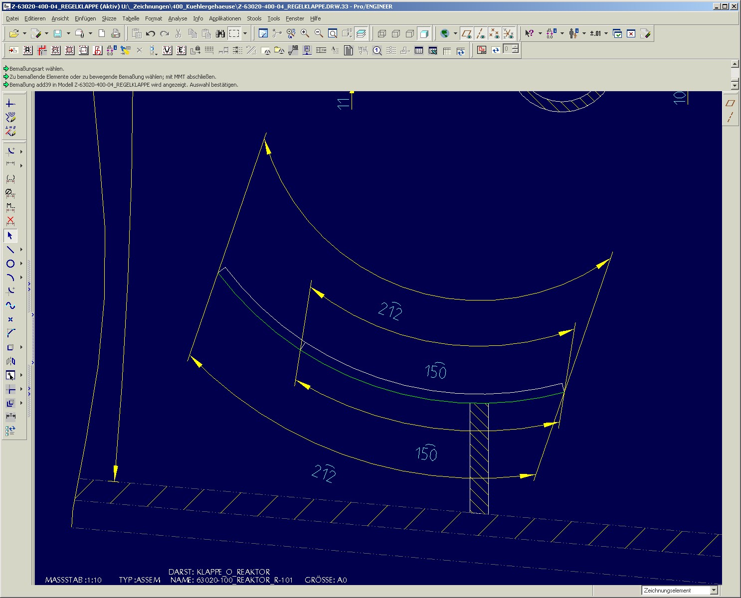 Darstellung Bogenmaß in Zeichnung (PTC Engineering Solutions/Pro ...