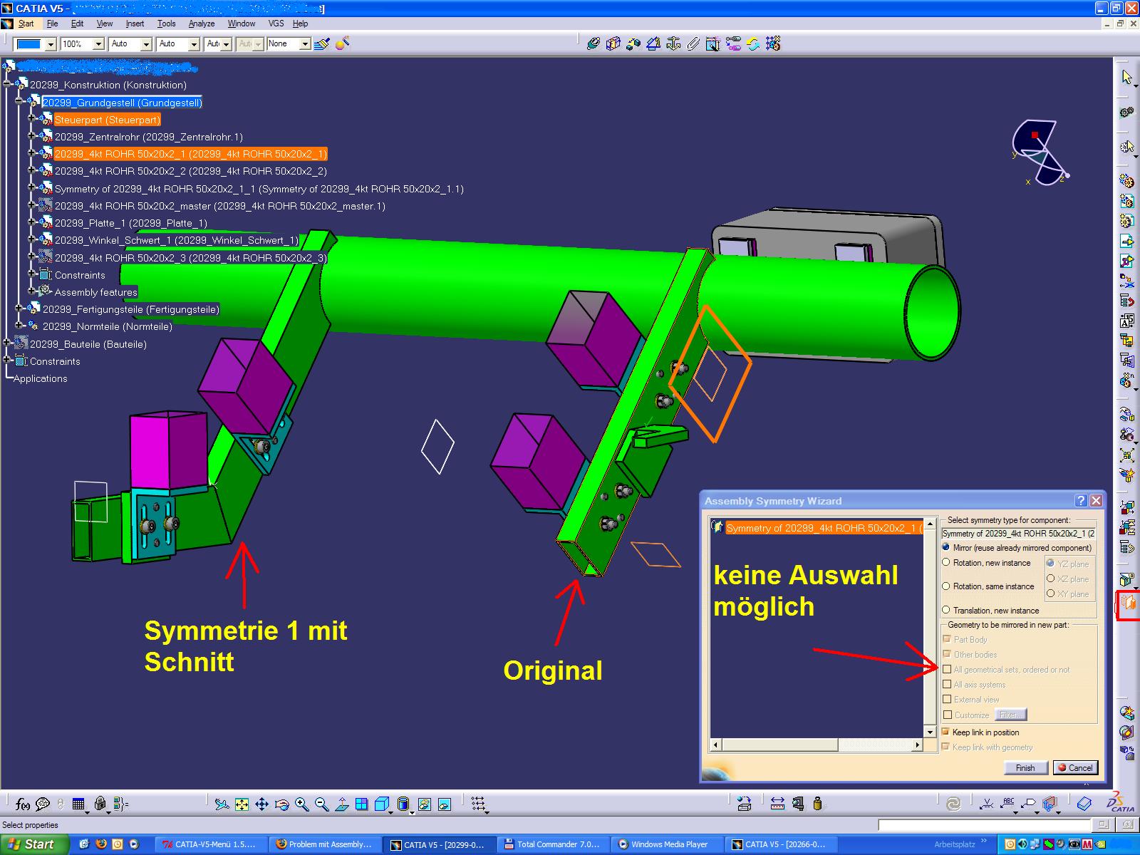 Problem mit Assembly Symmetry (Dassault Systemes - PLM Solutions/CATIA