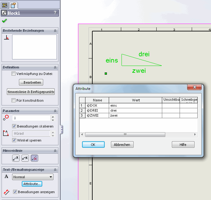 Blockattribute in Schriftfeld bearbeiten (DS SolidWorks/SolidWorks ...