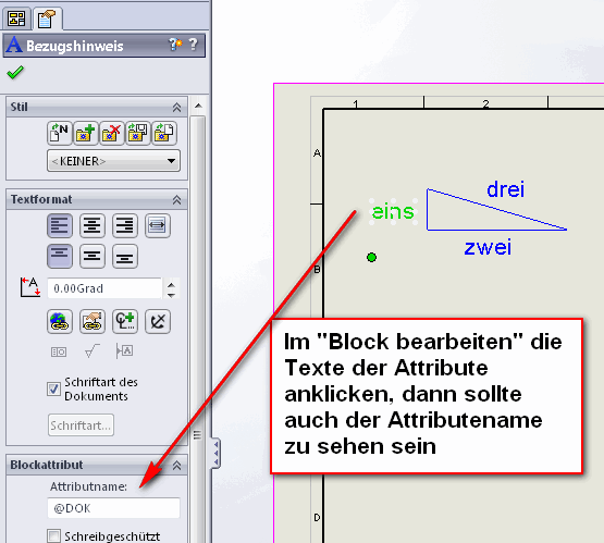Blockattribute in Schriftfeld bearbeiten (DS SolidWorks/SolidWorks ...