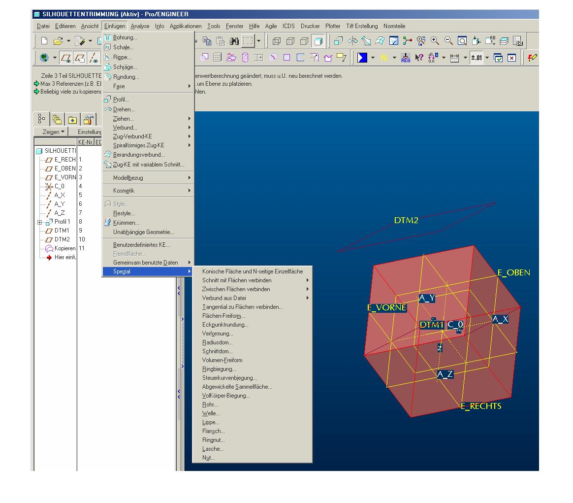 Silhouettentrimmung (PTC Engineering Solutions/Pro ENGINEER) - Foren ...