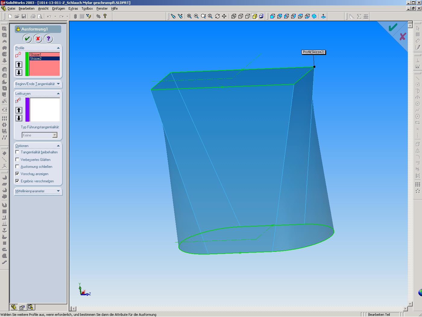 Übergangsstück (DS SolidWorks/SolidWorks) - Foren Auf CAD.de