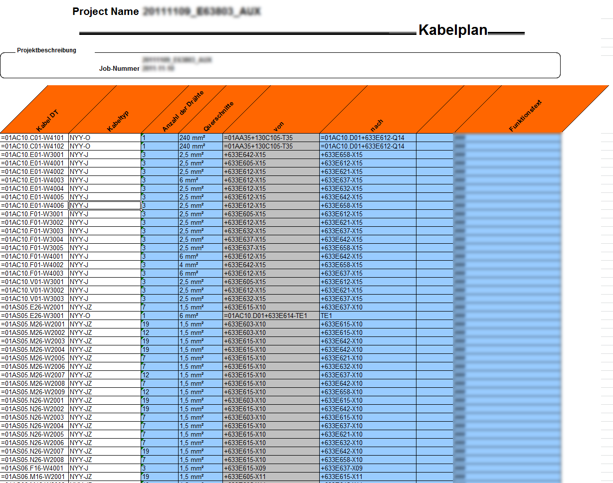 Kabelliste nach Excel mit Quelle Ziel angabe (Elektrotechnik/EPLAN Electric  P8) - Foren auf CAD.de
